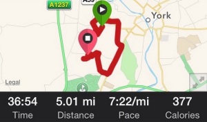 A recovery run which turned in to a pretty fast 5 miler, whoops. 